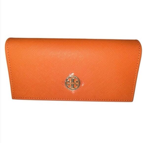 TORY BURCH AUTHENTIC EYEGLASSES GLASSES CASE in Orange Leather - Picture 3 of 4